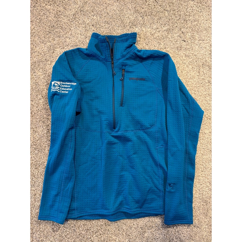 Patagonia Pullover Mens S Blue R1 Regulator Grid Fleece Quarter Zip Tech Top *